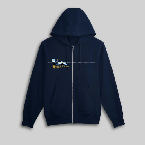 Navy Zip up Hoodie with Embroidered patch of Car